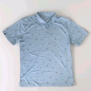 Swannies Golf Polo Shirt Men’s XL Blue Umbrella Bear Tiger Print Short Sleeve